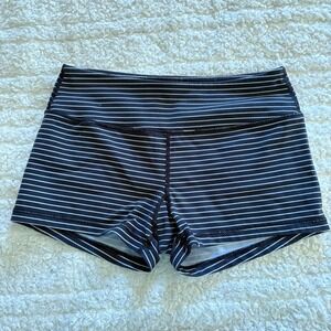 Savage Barbell Striped Lifting Booty Shorts Black White Sz S CrossFit Gym Active